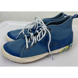 Merrell Blue Haven Hi Top Canvas Leather Cut Out Flowers Sneakers Womens 7